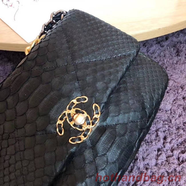 CHANEL 19 Flap Bag Original Snake skin flap bag AS1160 Black