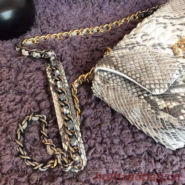 CHANEL 19 Flap Bag Original Snake skin flap bag AS1160 grey