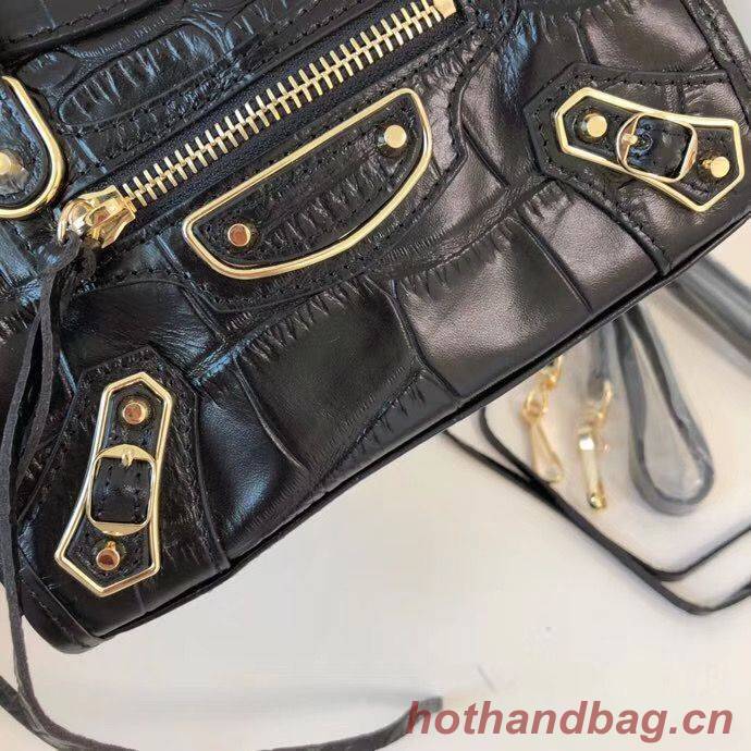Balenciaga Mini Classic Crocodile Leather Bag B300296 Black
