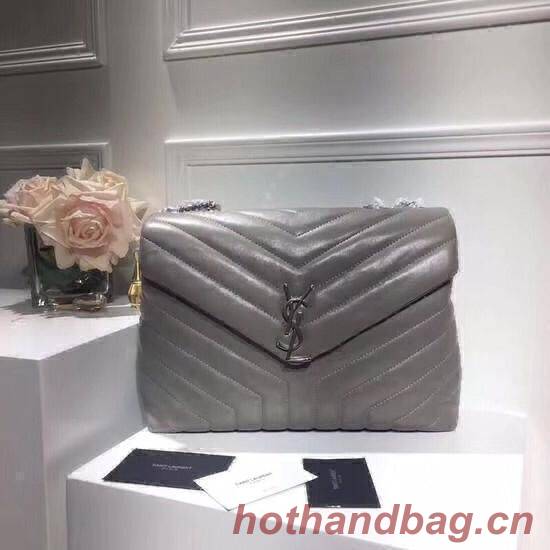 Yves Saint Laurent Calfskin Leather Tote Bag 464678 Gray