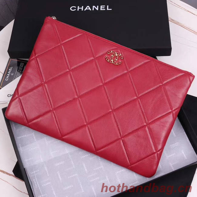 CHANEL 19 Sheepskin Original Leather Carry on bag AP0952 red
