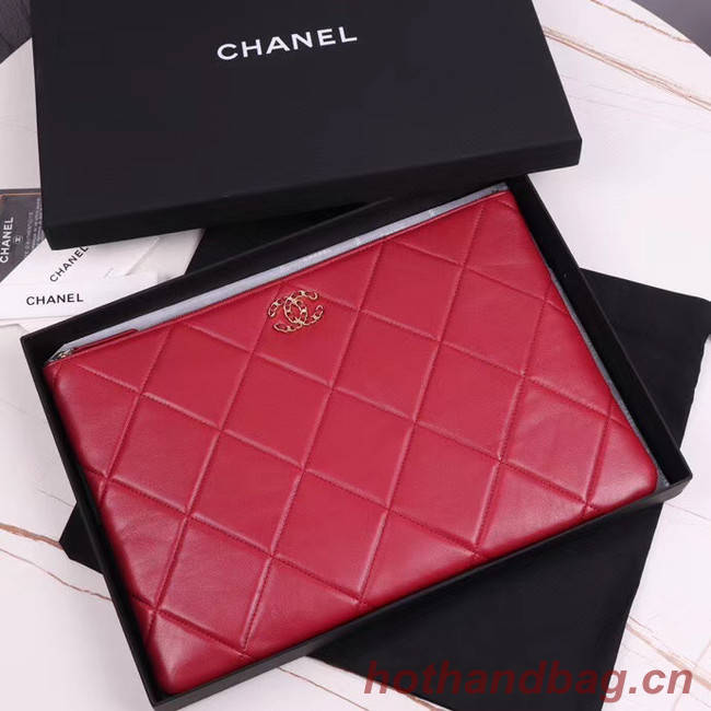 CHANEL 19 Sheepskin Original Leather Carry on bag AP0952 red