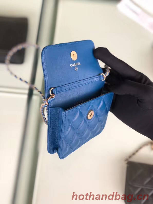 Chanel Sheepskin Original Leather Pocket AP0146 blue