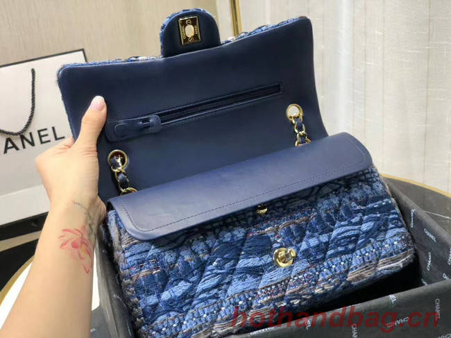 Chanel Original flap bag Twill soft A01112 blue