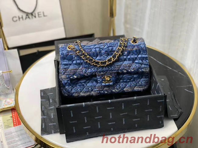 Chanel Original flap bag Twill soft A01112 blue