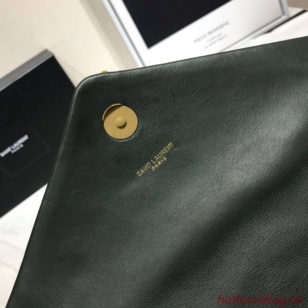 SAINT LAURENT Loulou Monogram medium quilted leather shoulder bag 74558 blackish green