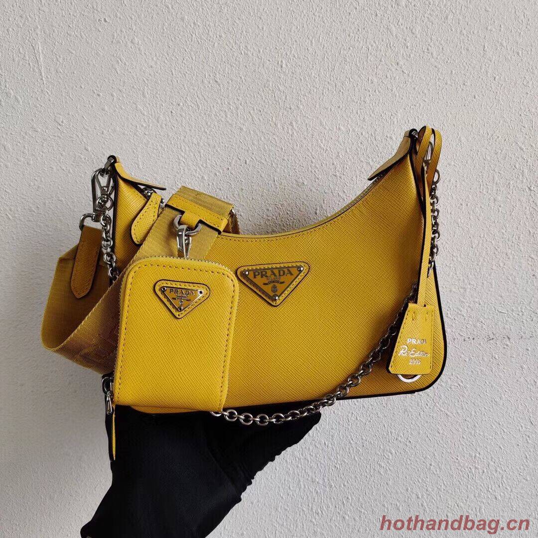 Prada Saffiano leather mini shoulder bag 2BH204 yellow