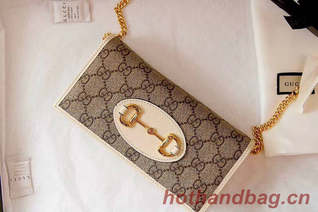 Gucci Horsebit 1955 wallet with chain 621892 white