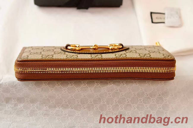 Gucci Horsebit 1955 zip around wallet 621889 brown