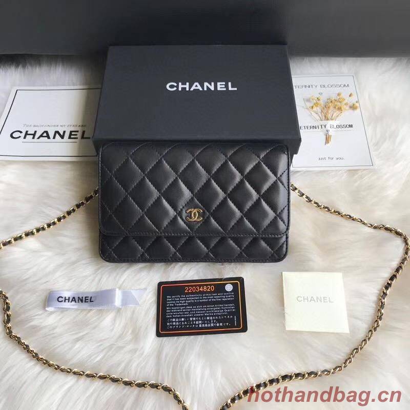 Chanel WOC mini Flap Bag Cannage Pattern A33816C Black