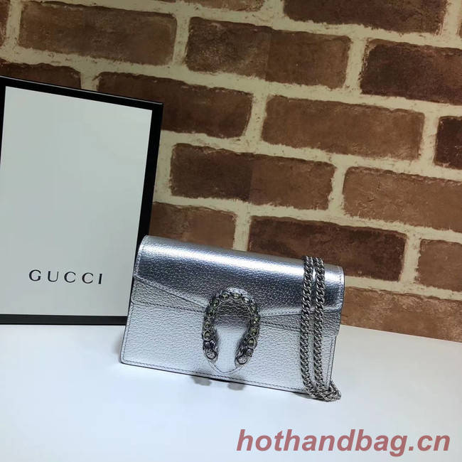 Gucci Dionysus Leather Super mini Bag 476432 silver