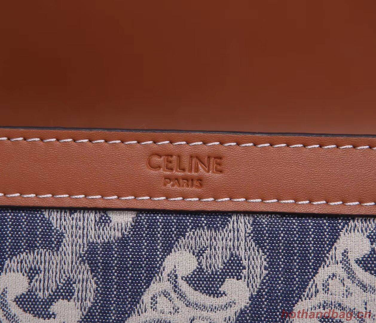 Celine TEEN TRIOMPHE BAG IN TRIOMPHE CANVAS AND CALFSKIN CL87368 blue