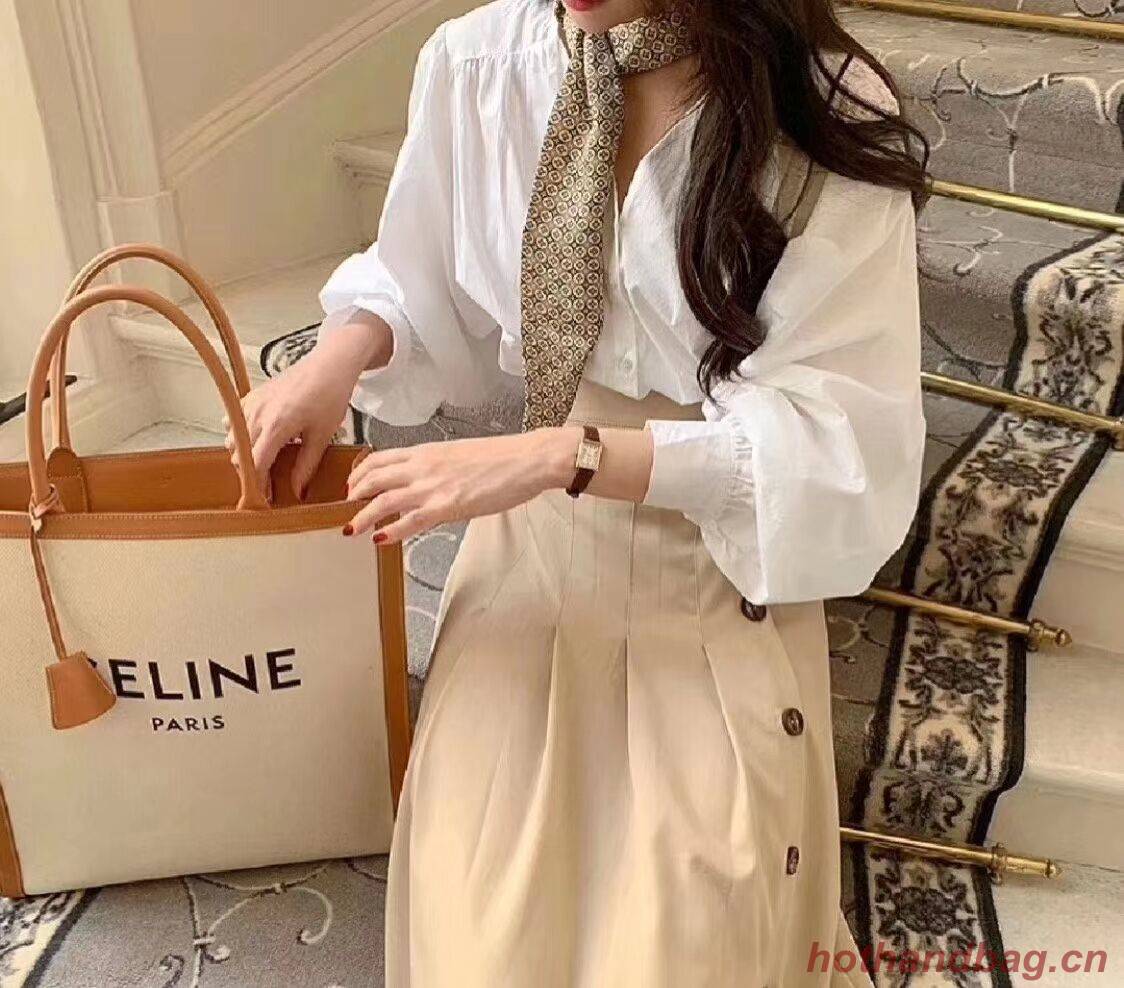 Celine TEEN TRIOMPHE BAG IN TRIOMPHE CANVAS AND CALFSKIN CL90402 white