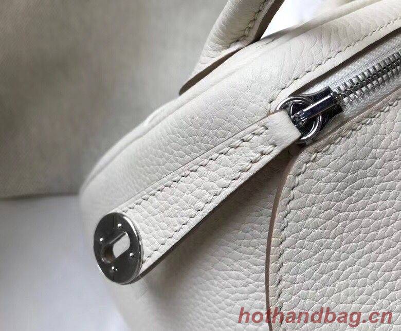 Hermes mini Lindy Original Togo Leather Bag LD19 White&Silver-Tone Metal