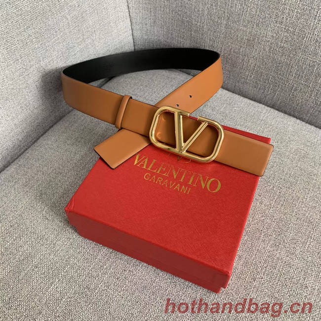 Valentino Leather Belt wide 4.0CM 3598 brown
