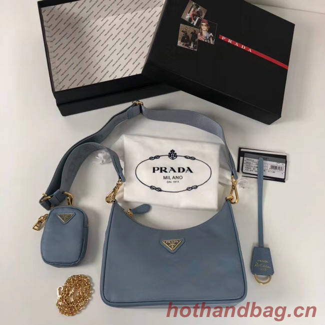 Prada Re-Edition nylon shoulder bag 1BH204 light blue