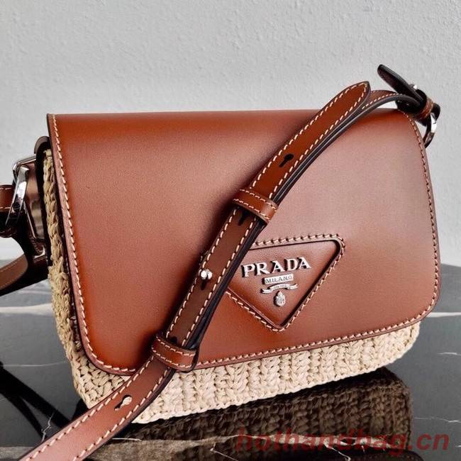 Prada Saffiano leather mini shoulder bag 1BD043 brown