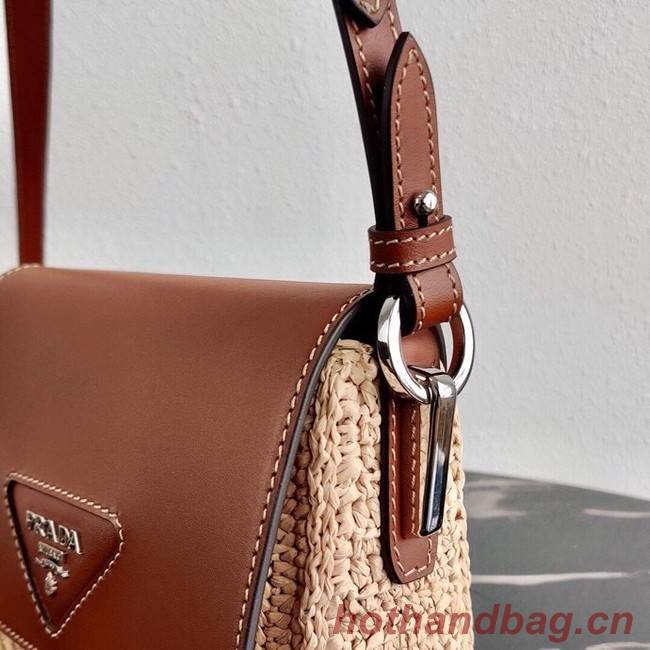 Prada Saffiano leather mini shoulder bag 1BD043 brown