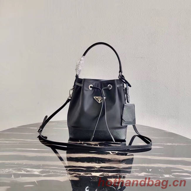 Prada Saffiano leather mini shoulder bag 1BE055 black