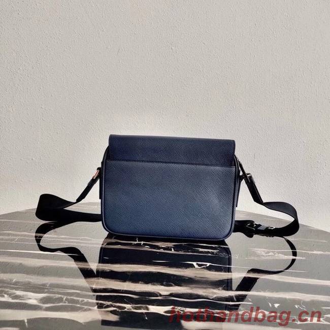Prada Saffiano leather shoulder bag 2VD038 dark blue