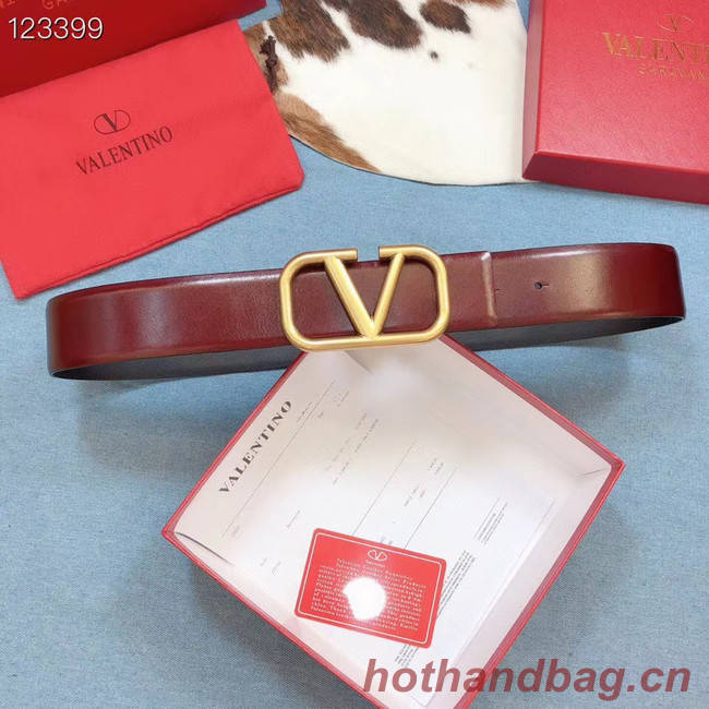 Valentino Original Calf Leather Belt wide 4.0CM 3603 Wine