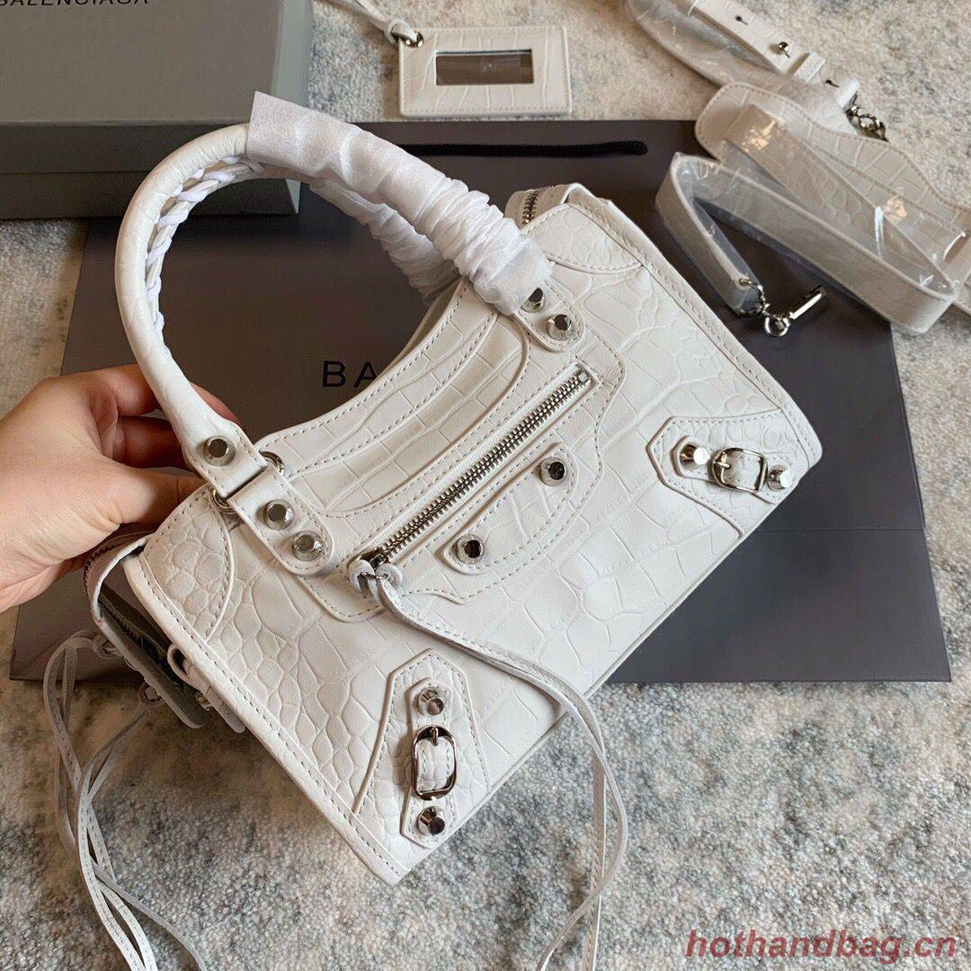Balenciaga Classic Crocodile Leather Bag B300296 white