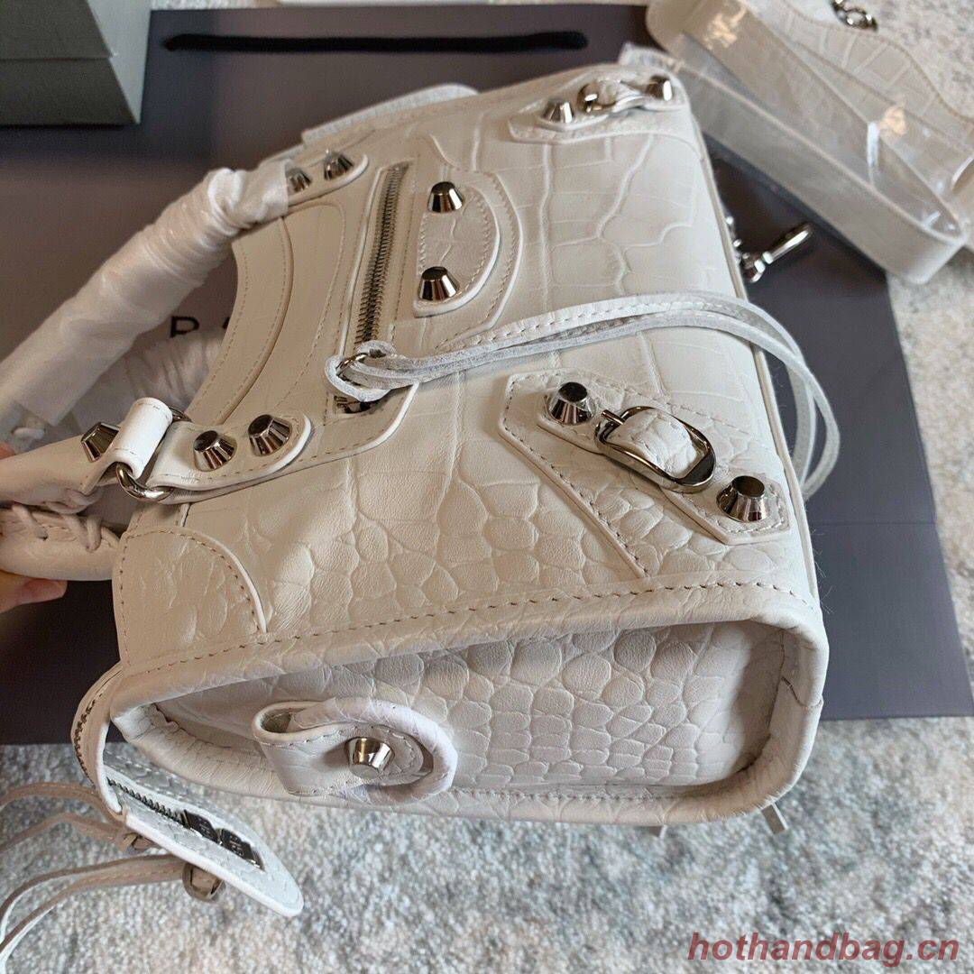Balenciaga Classic Crocodile Leather Bag B300296 white