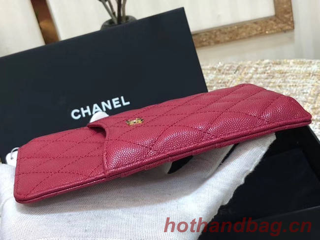 Chanel Calfskin Leather Card packet & Gold-Tone Metal A81598 rose