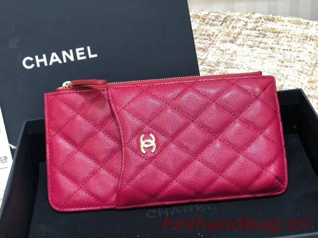 Chanel Calfskin Leather Card packet & Gold-Tone Metal A81598 rose
