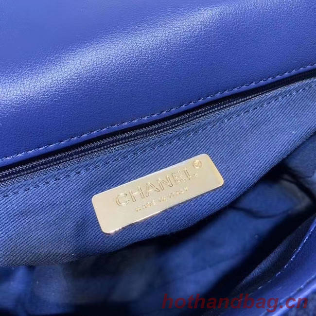 Chanel 19 wool flap bag AS1160 Royal Blue