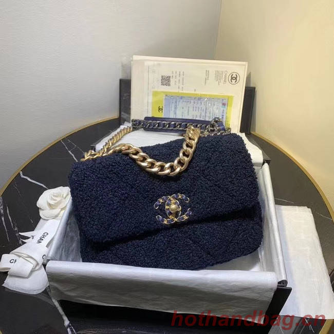 Chanel 19 wool flap bag AS1160 Royal Blue