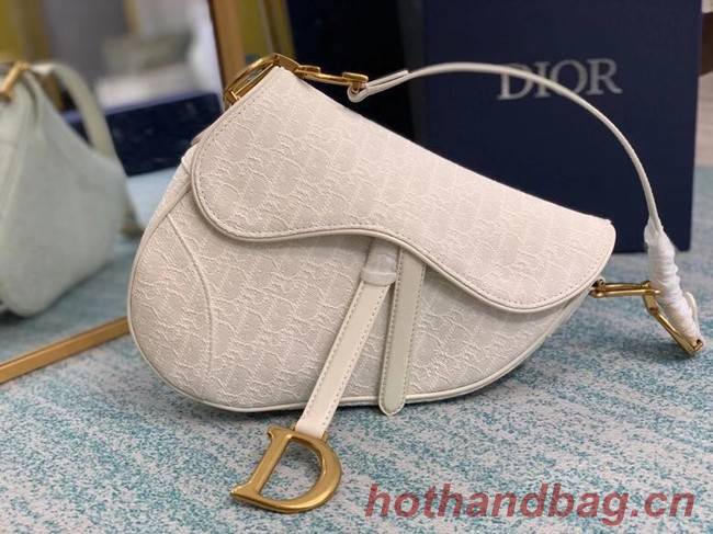 SADDLE BAG Gray Dior Oblique Embroidered Denim M0446C cream
