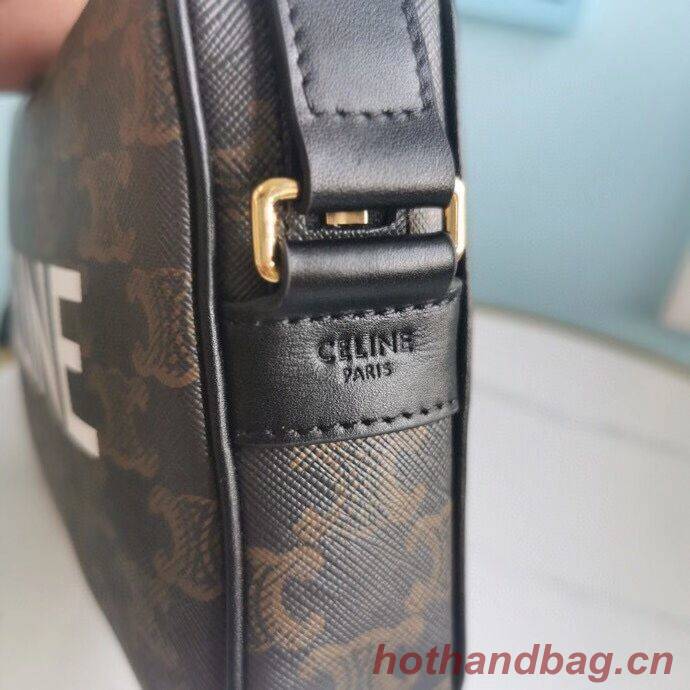 Celine MINI FOLCO BAG IN TRIOMPHE CANVAS CL9450 black
