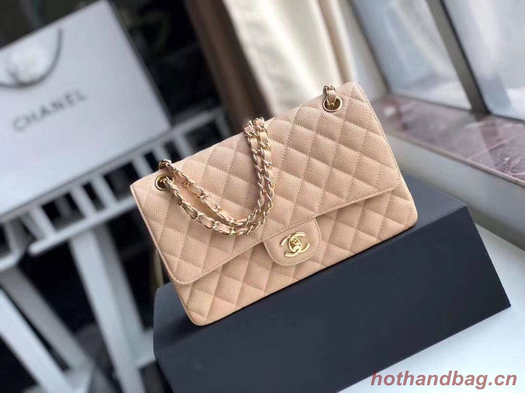 Chanel Double Flaps Bags Apricot Original Caviar Leather A1112 Gold or Silver