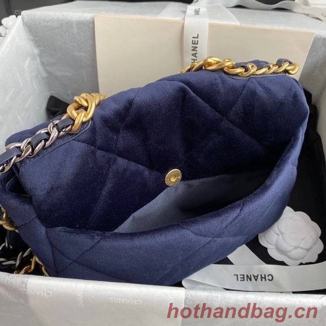 Chanel 19 flap bag velvet AS1160 Royal Blue