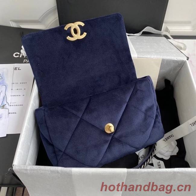Chanel 19 flap bag velvet AS1160 Royal Blue