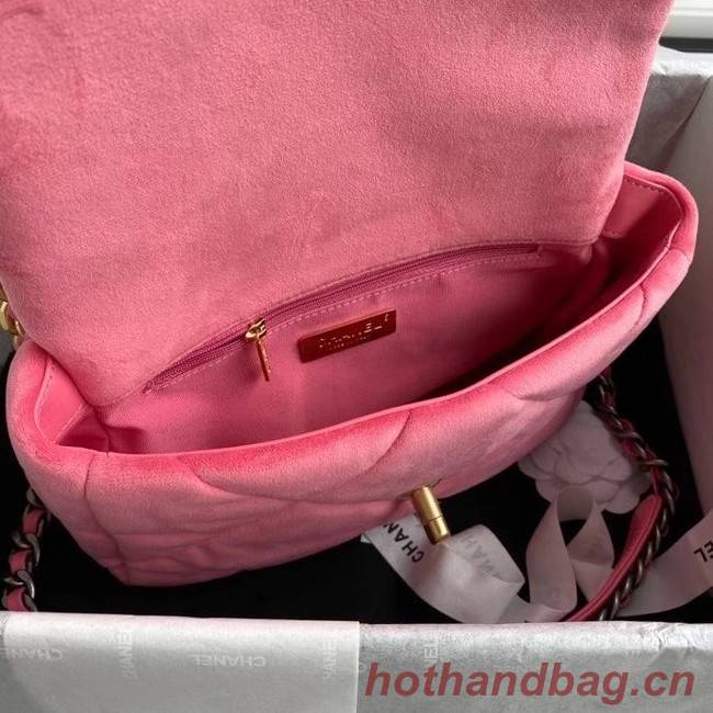 Chanel 19 flap bag velvet AS1160 pink