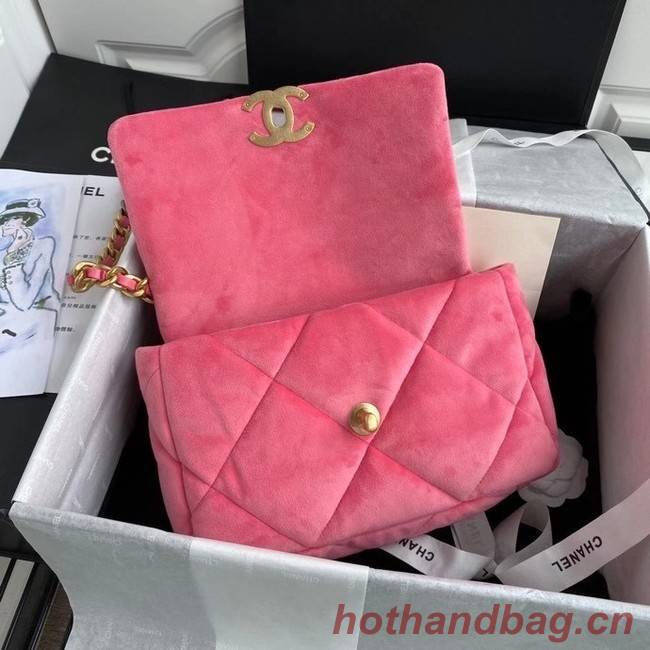 Chanel 19 flap bag velvet AS1160 pink