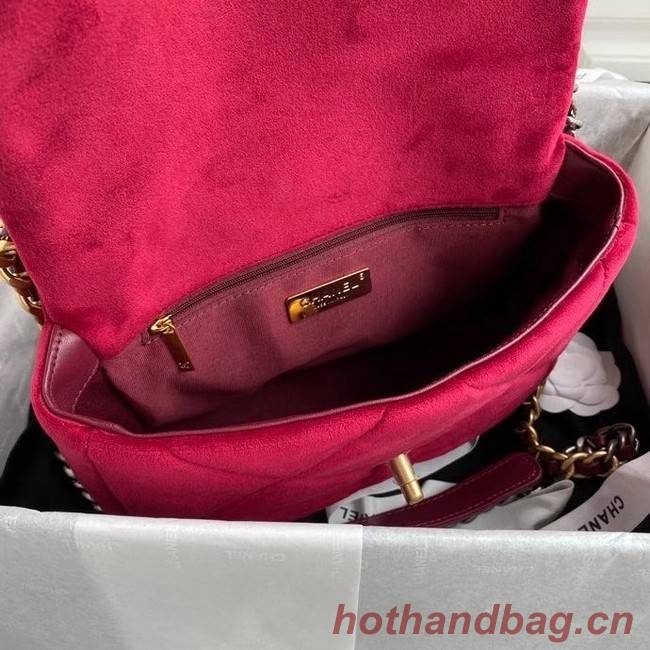 Chanel 19 flap bag velvet AS1160 red