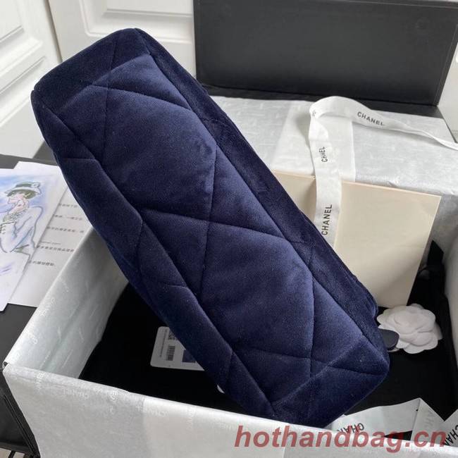 Chanel 19 flap bag velvet AS1161 Royal Blue