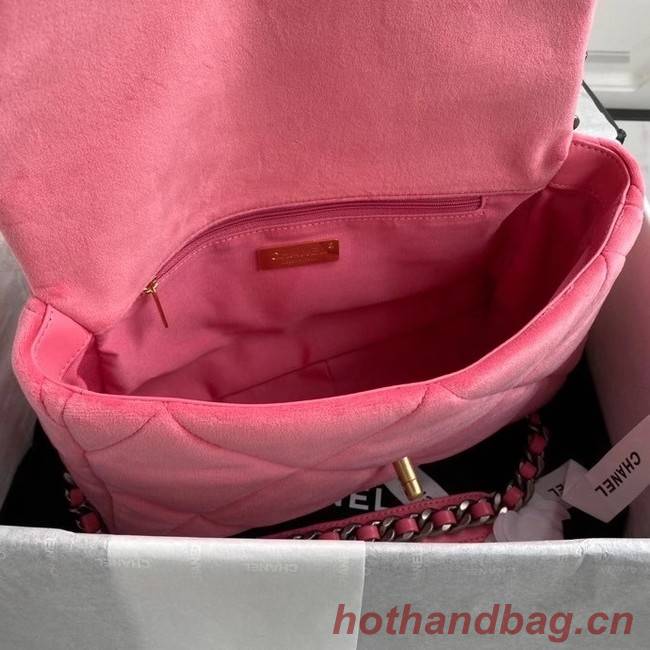 Chanel 19 flap bag velvet AS1161 pink