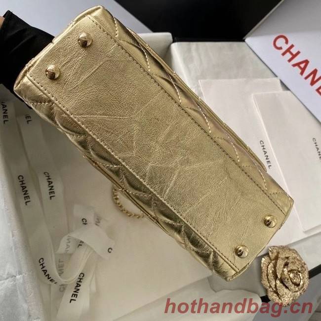 Chanel Small Flap Bag with Top Handle 92990 GOLD