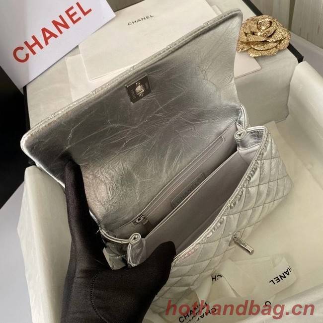 Chanel Small Flap Bag with Top Handle 92990 silver
