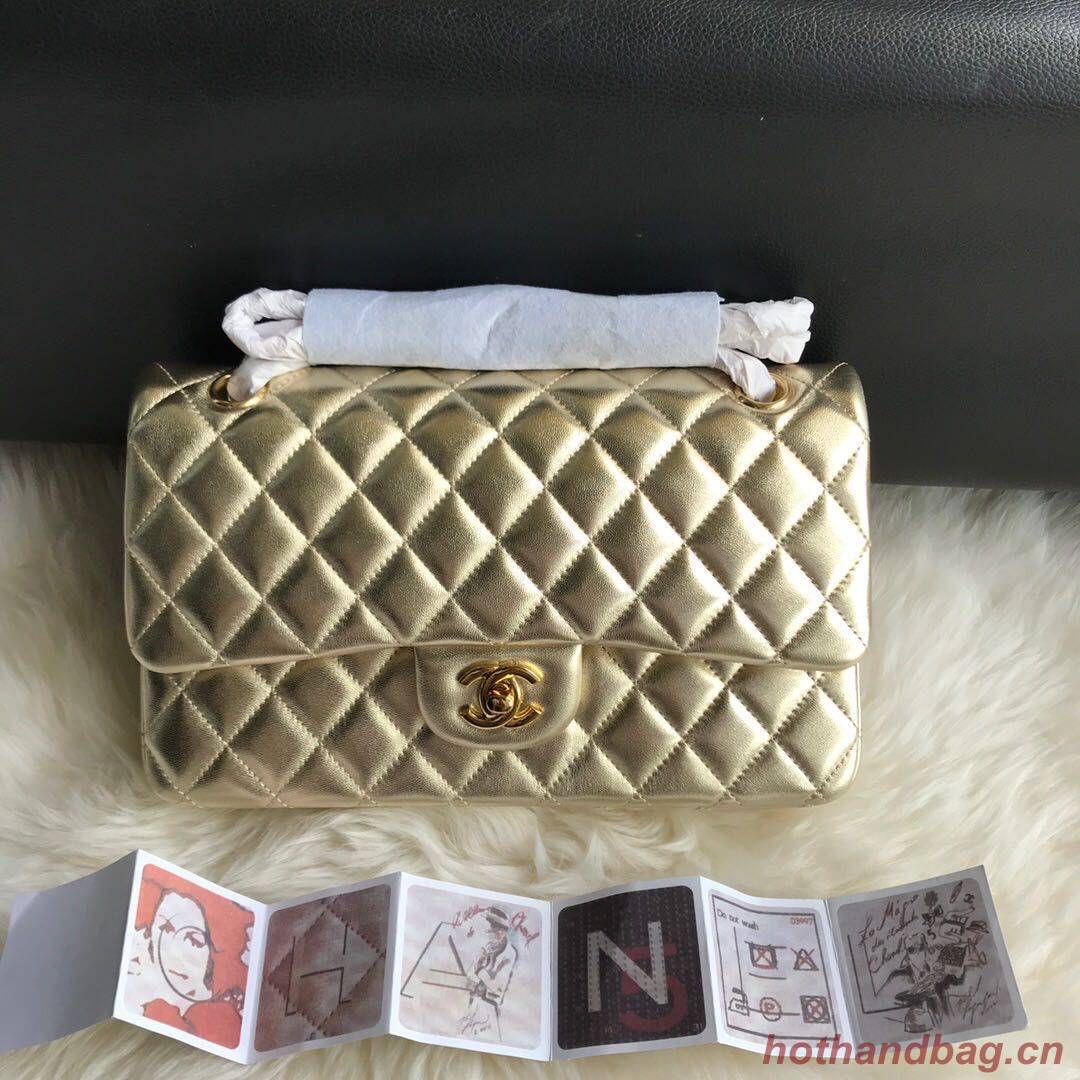CHANEL Classic Handbag Lambskin 1112 GOLD