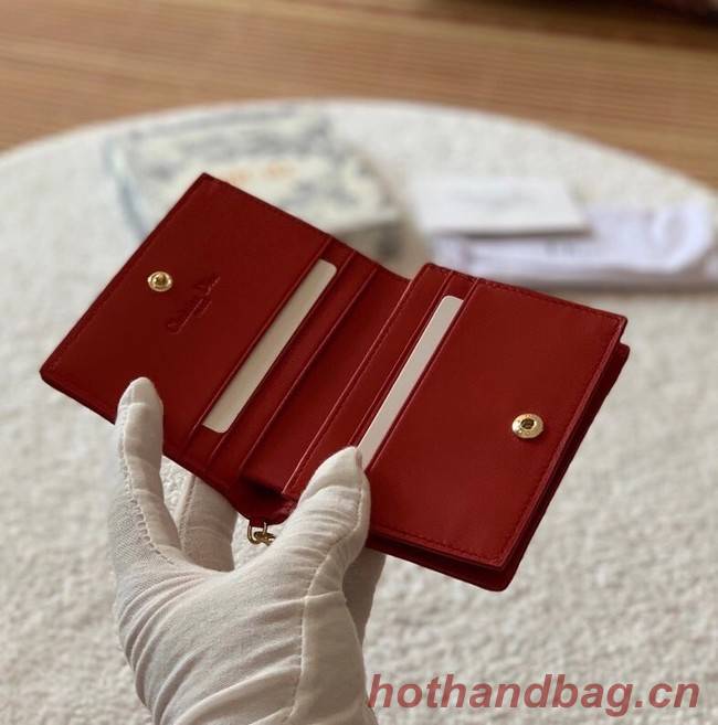 MINI LADY DIOR WALLET Cannage Lambskin S0178 red