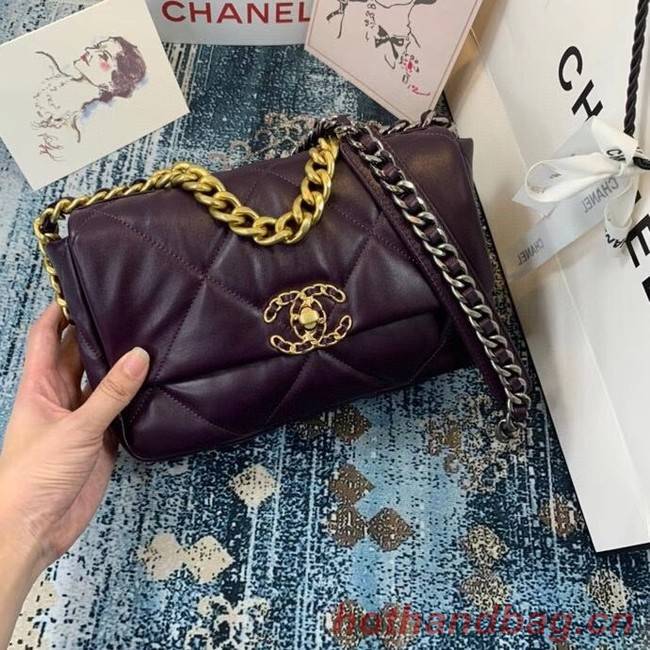 Chanel 19 flap bag AS1160 deep purple