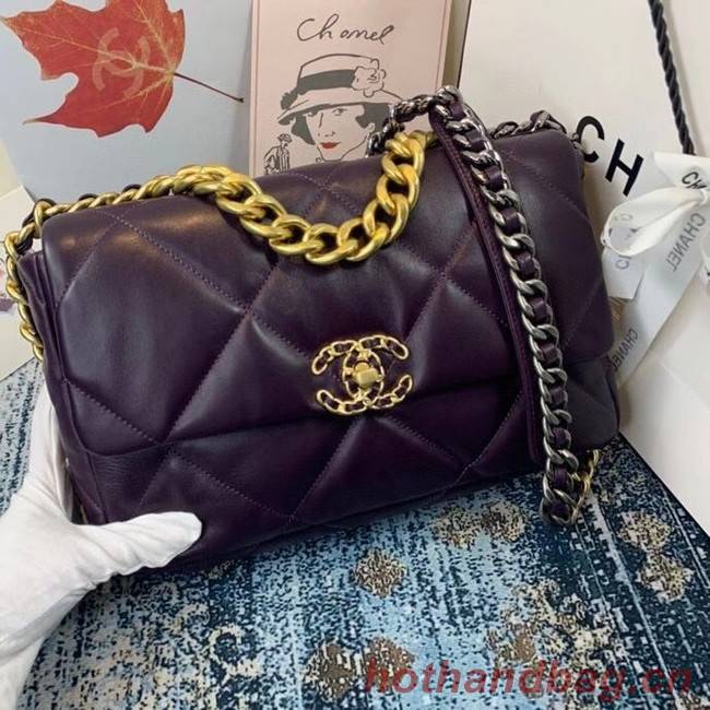 Chanel 19 flap bag AS1161 deep purple
