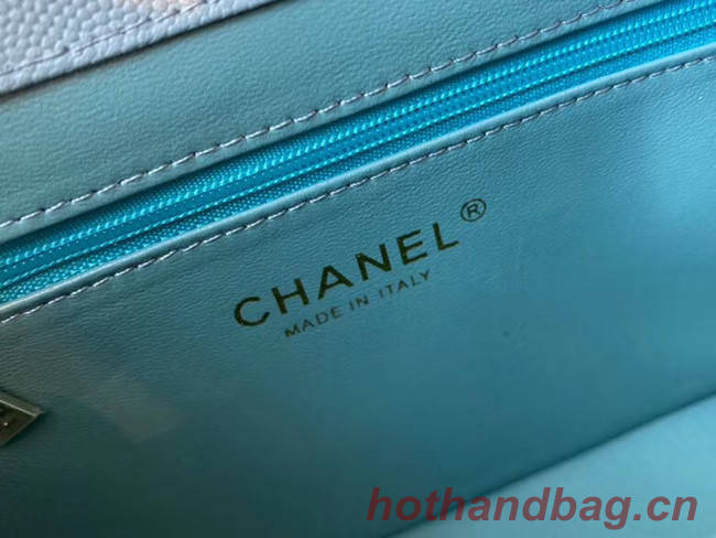 Chanel small flap bag Calfskin & Gold-Tone Metal A93749 blue