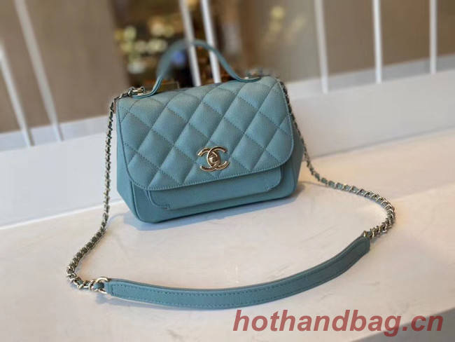 Chanel small flap bag Calfskin & Gold-Tone Metal A93749 blue