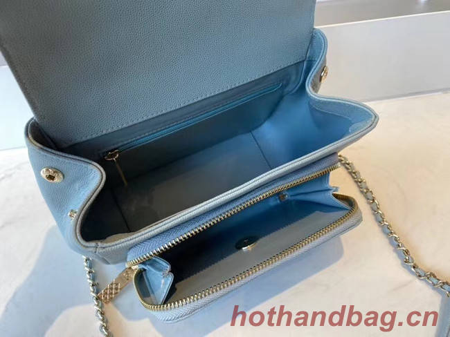Chanel small flap bag Calfskin & Gold-Tone Metal A93749 light blue